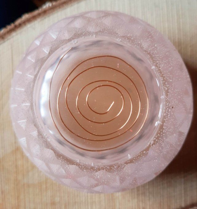 Chauffe-plat spirale cuivre résine fait main-Quartz rose- STRESS/SOMMEIL-Orgonite